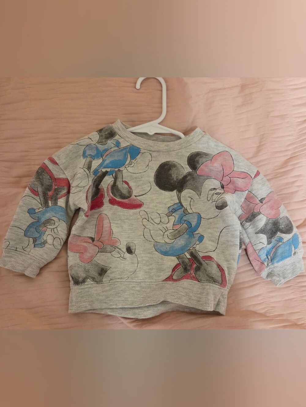 Girls' 3T Minnie Mouse Pullover Sweatshirt - Gray with Pink & Blue
